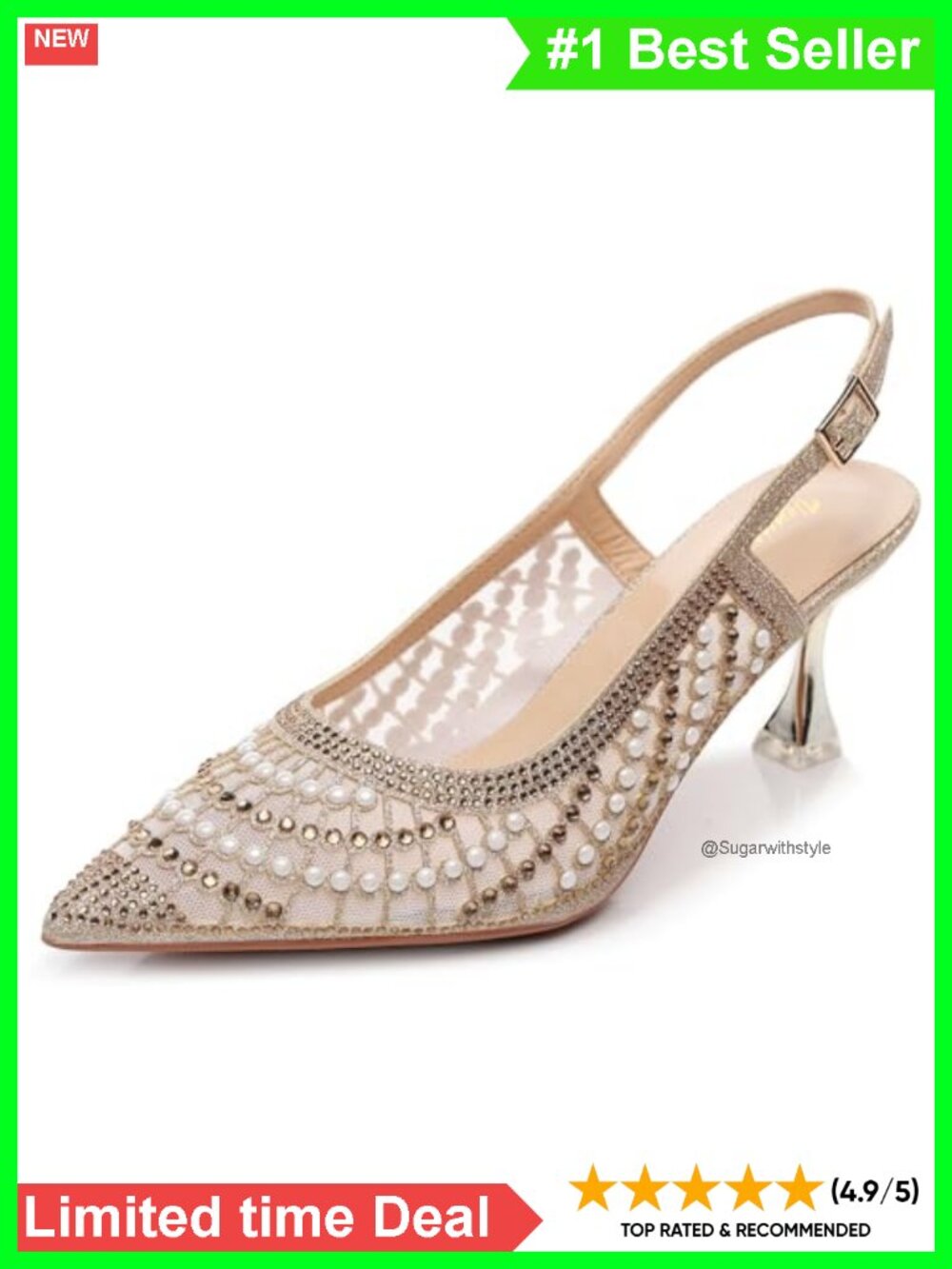 Slingback Dress Pumps Metal Ornament Padded Insole 2" Heel